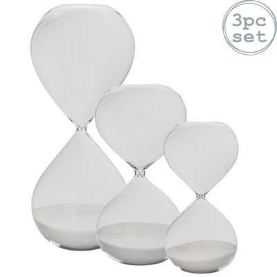 Nicola Spring Glass Kitchen Sand Timer - 3 Sizes - Clear - Pack of 3