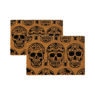 Nicola Spring - Halloween Coir Door Mats - 60 x 40cm - Day of the Dead - Pack of 2