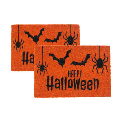 Nicola Spring - Halloween Coir Door Mats - 60 x 40cm - Orange - Pack of 2