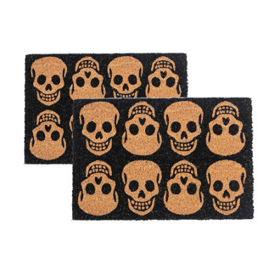 Nicola Spring - Halloween Coir Door Mats - 60 x 40cm - Skulls - Pack of 2