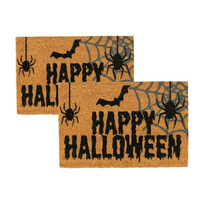 Nicola Spring - Halloween Coir Door Mats - 60 x 40cm - Spider - Pack of 2