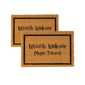 Nicola Spring - Halloween Coir Door Mats - 60 x 40cm - Wizards Welcome - Pack of 2