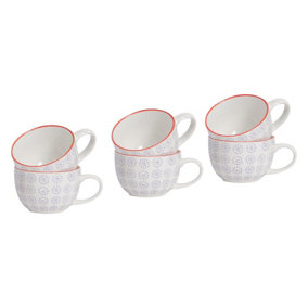 Nicola Spring - Hand-Printed Cappuccino Cups - 250ml - Purple - Pack of 6