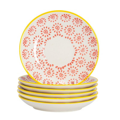 Nicola Spring Übertöpfe Handbedruckt - 6er Pack, Türkis, Shabby Chic, 14 Cm Durchmesser