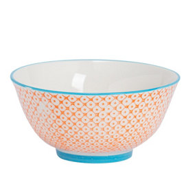 Nicola Spring - Hand-Printed Cereal Bowl - 16cm - Orange