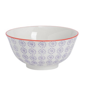 Nicola Spring - Hand-Printed Cereal Bowl - 16cm - Purple