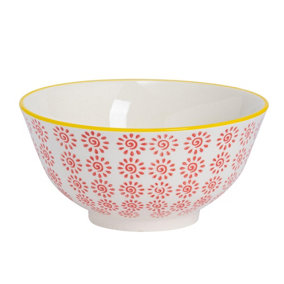 Nicola Spring - Hand-Printed Cereal Bowl - 16cm - Red