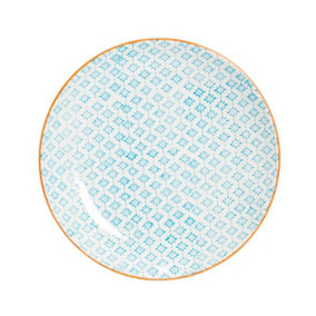Nicola Spring - Hand-Printed Dinner Plate - 25.5cm - Blue
