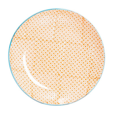 Nicola Spring - Hand-Printed Dinner Plate - 25.5cm - Orange | DIY at B&Q