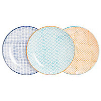 Nicola Spring - Hand-Printed Dinner Plates - 25.5cm - 3 Colours - Pack of 6