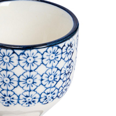 Nicola Spring Hand-Printed Egg Cups - 5.5cm - Navy - Pack of 2