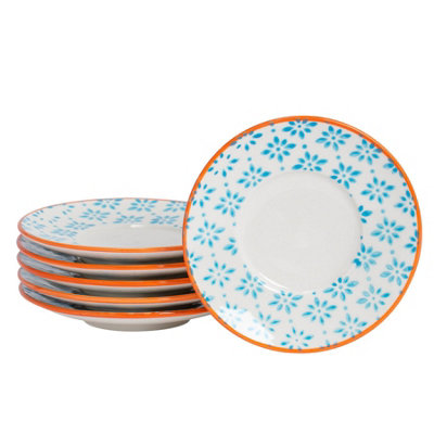 Nicola Spring Hand-Printed Espresso Cup & Saucer Set - 65ml - Blue