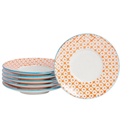 Nicola Spring Hand-Printed Espresso Cup & Saucer Set - 65ml - Orange