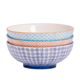 Nicola Spring - Hand-Printed Fruit Bowls - 31.5cm - 3 Colours - Pack of 3