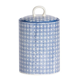 Nicola Spring - Hand-Printed Kitchen Canister - 15.5cm - Navy