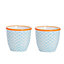 Nicola Spring - Hand-Printed Plant Pots - 14cm - Blue - Pack of 2