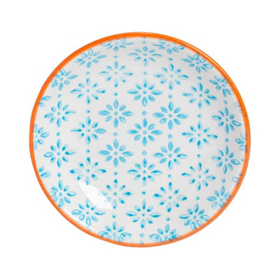 Nicola Spring Hand-Printed Sauce Dish - Japanese Style Porcelain Snack Salsa Dip Crockery - 10cm - Blue