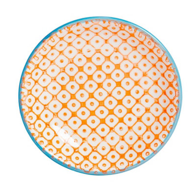 Nicola Spring Hand-Printed Sauce Dish - Japanese Style Porcelain Snack Salsa Dip Crockery - 10cm - Orange