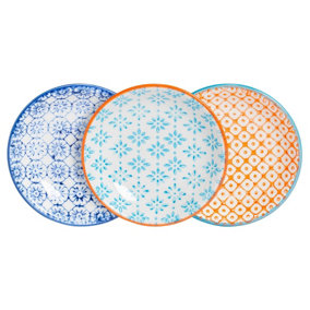 Nicola Spring - Hand-Printed Sauce Dishes - 10cm - 3 Colours - Pack of 3