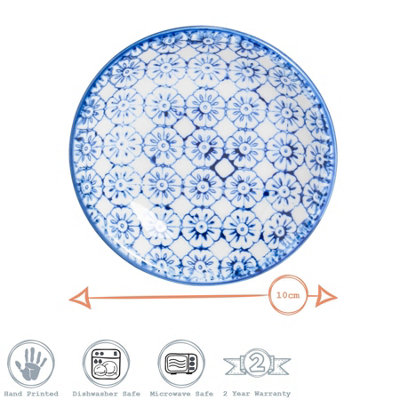 Nicola Spring - Hand-Printed Sauce Dishes - 10cm - 3 Colours - Pack of 6