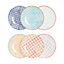 Nicola Spring - Hand-Printed Side Plates - 18cm - 6 Colours - Pack of 6