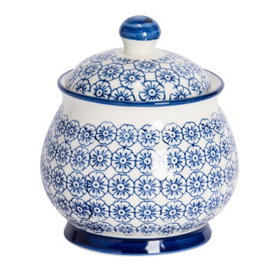 Nicola Spring - Hand-Printed Sugar Bowl - 10cm - Navy