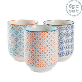 Nicola Spring - Hand-Printed Tumblers - 280ml - 3 Colours - Pack of 6