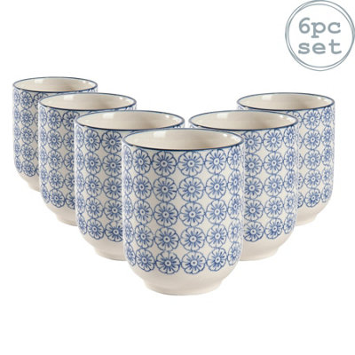 Nicola Spring - Hand-Printed Tumblers - 280ml - Navy - Pack of 6