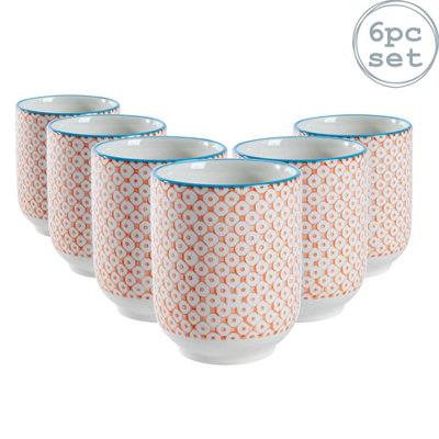 Nicola Spring - Hand-Printed Tumblers - 280ml - Orange - Pack of 6