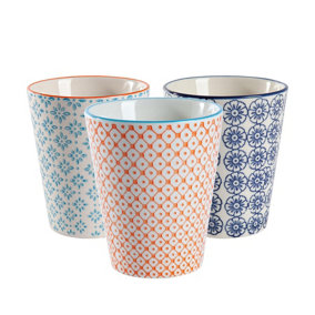 Nicola Spring - Hand-Printed Tumblers - 300ml - 3 Colours - Pack of 6