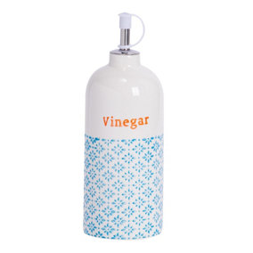 Nicola Spring - Hand-Printed Vinegar Pourer Bottle - 500ml - Blue