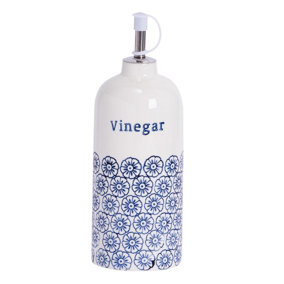 Nicola Spring - Hand-Printed Vinegar Pourer Bottle - 500ml - Navy