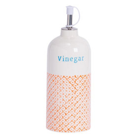 Nicola Spring - Hand-Printed Vinegar Pourer Bottle - 500ml - Orange
