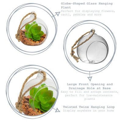 Nicola Spring - Hanging Glass Terrarium - 8cm - Clear