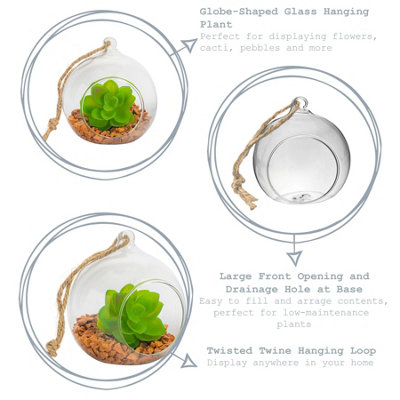 Nicola Spring - Hanging Glass Terrariums - 10cm - Clear