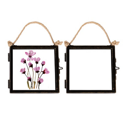 Nicola Spring - Hanging Metal Photo Frames - 4" x 4" - Black - Pack of 2