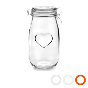 Nicola Spring - Heart Glass Storage Jar - 1.5 Litre - Clear Seal