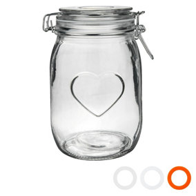 Nicola Spring - Heart Glass Storage Jar - 1 Litre - Clear Seal