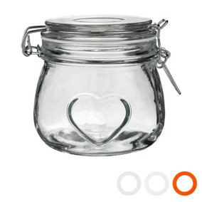 Nicola Spring - Heart Glass Storage Jar - 500ml - Clear Seal