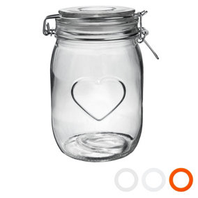 Nicola Spring - Heart Glass Storage Jars - 1 Litre - Clear Seal