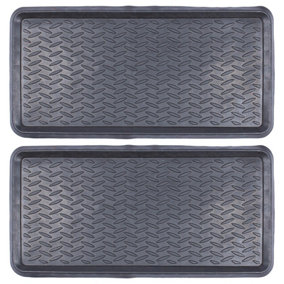 Nicola Spring Heavy Duty Rubber Boot Tray - 80 x 40cm - Black - Pack of 2