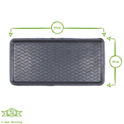 Nicola Spring Heavy Duty Rubber Boot Tray - 80 x 40cm - Black - Pack of 2 - 3