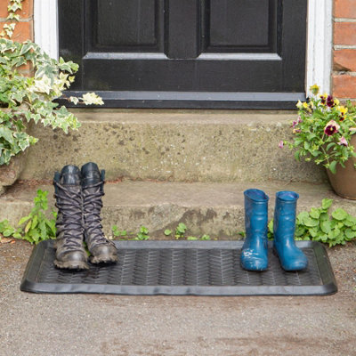 Nicola Spring Heavy Duty Rubber Boot Tray - 80 x 40cm - Black - Pack of 2 - 6