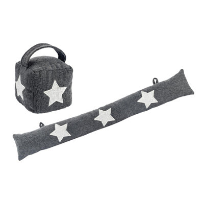 Nicola Spring - Herringbone Door Stop & Draught Excluder Set - Star