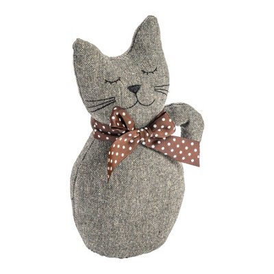 Nicola Spring - Jasper the Cat Door Stop - 16 x 25cm - Grey