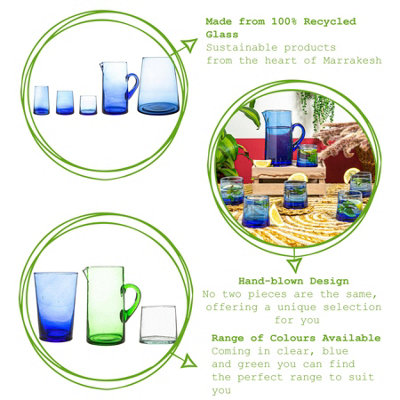 Nicola Spring - Jebel Recycled Glass Jug - 1 Litre - Blue