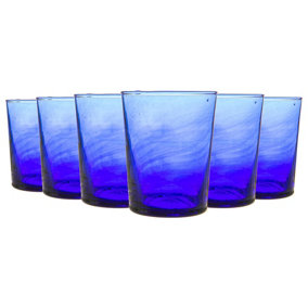Nicola Spring - Meknes Recycled Glass Tumblers - 215ml - Blue - Pack of 6