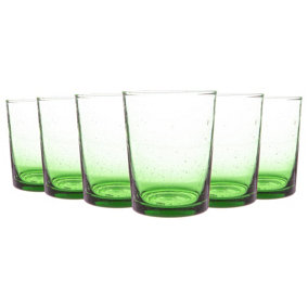 Nicola Spring - Meknes Recycled Glass Tumblers - 215ml - Green - Pack of 6