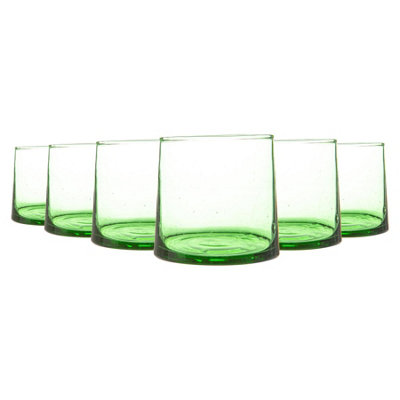 Nicola Spring - Merzouga Recycled Glass Tumblers - 200ml - Green - Pack of 6