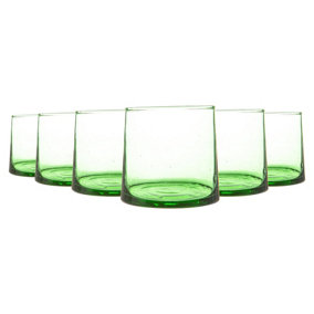 Nicola Spring - Merzouga Recycled Glass Tumblers - 200ml - Green - Pack of 6